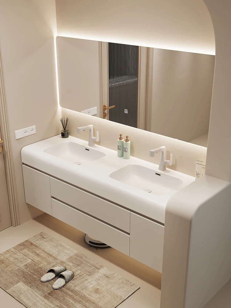 Cream style toilet face wash, skin feeling, Corian integrated basin, bathroom cabinet, washbasin, sink, washbasin,