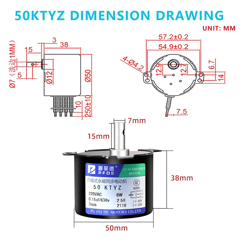8 peças 50ktyz 110v 220v ac motor síncrono motor redutor de velocidade lenta cw/ccw motor de engrenagem de baixo ruído para motor de churrasco 1-110rpm