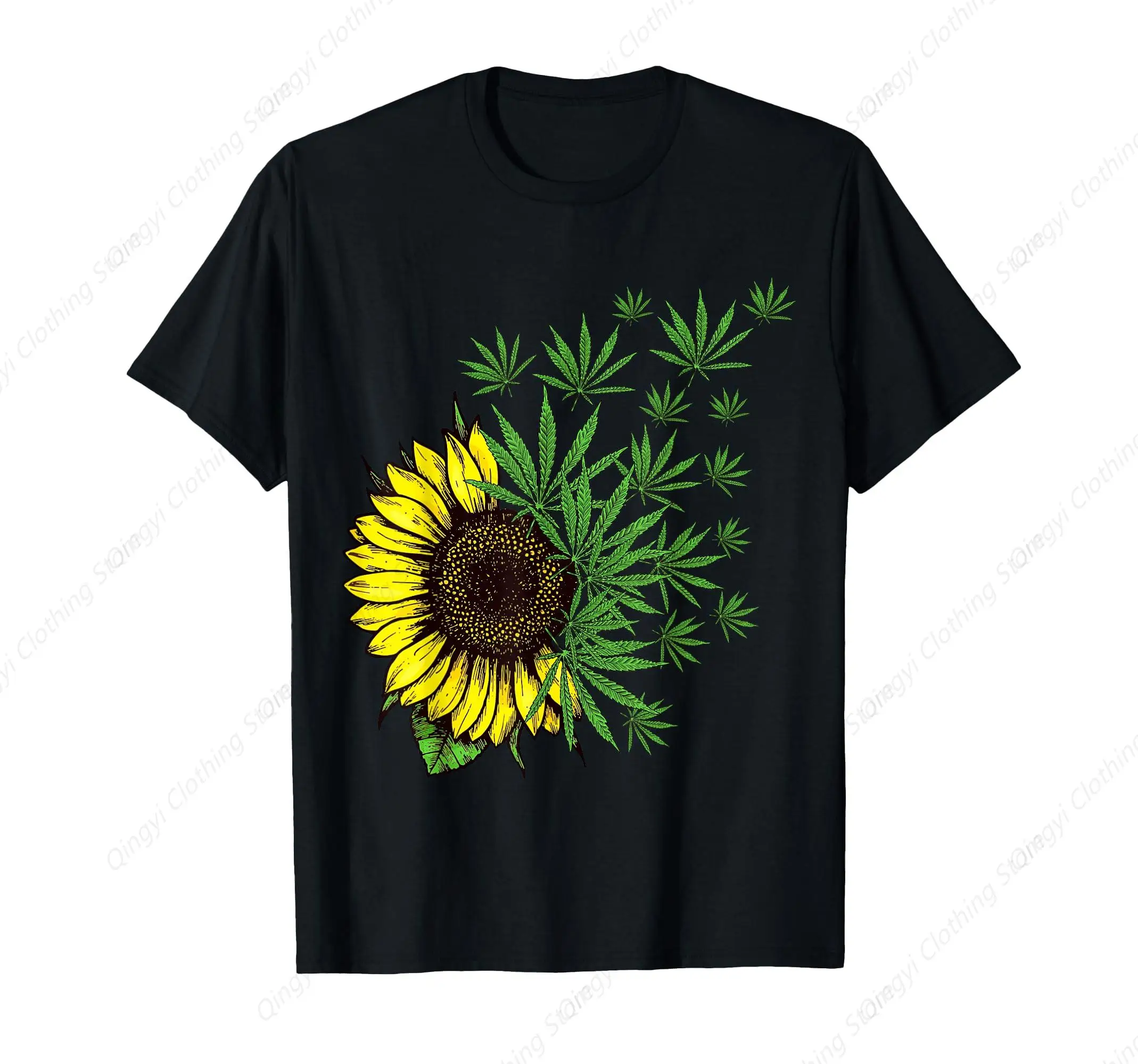 

Cannabis Weed Leaf Sunflower Marijuana Smoker T-Shirt
