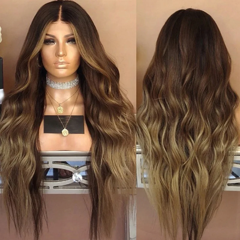 

Women's Wig Middle Parting Big Waves Gradient Hairpiece Dyed Gradient Color