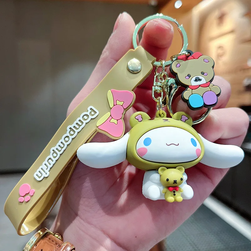 MINISO Sanrio Hold a Doll Keychain Cute Pendant Cartoon Hello Kitty Cinnamoroll My Melody Kuromi Little Twin Star Pom Pom Purin