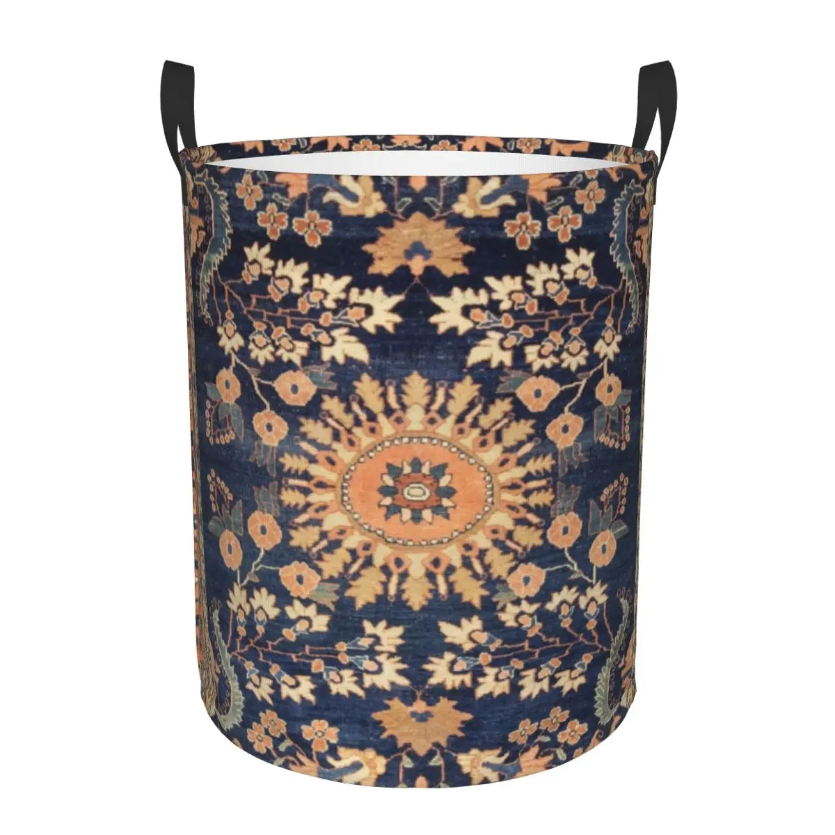 Boho Sarouk Persian Floral Rug Laundry Basket Collapsible Floral Vintage Ethnic Clothing Hamper Toys Organizer Storage Bins