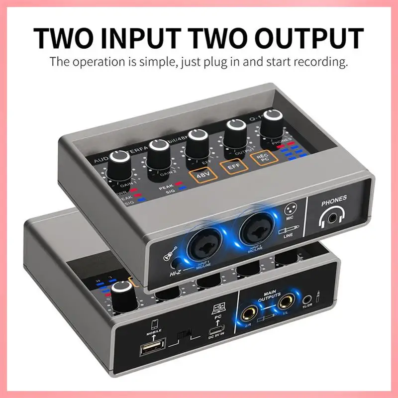 

Y23A-Professional Audio Mixer USB Audio Interface Sound Card DJ Equipment Recording Studio Electric Guitar Converter