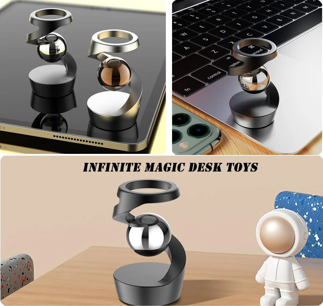 Stress Relief Kinetic Sculpture Gravity Defying Kinetic Desk Toy Desktop Floating Gyroscope for Office Desk Decor for Adults