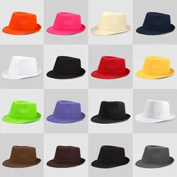 Summer Solid Bright Color Sun Hat British Jazz Hat Top Hat Men's Top Hat Winter Middle-aged and Elderly Jazz Warm Hat Fedora Hat