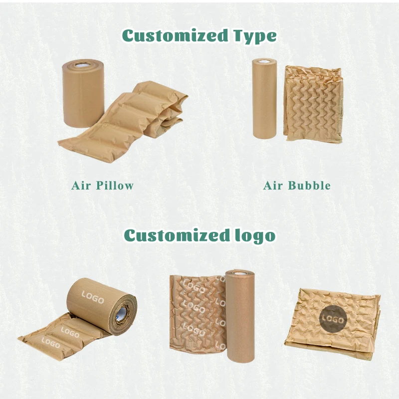 حار بيع 100٪ شحن قابل لإعادة التدوير حماية الطباعة شعار نفخ حقيبة التعبئة والتغليف ورقة وسادة فقاعة الهواء الفيلم