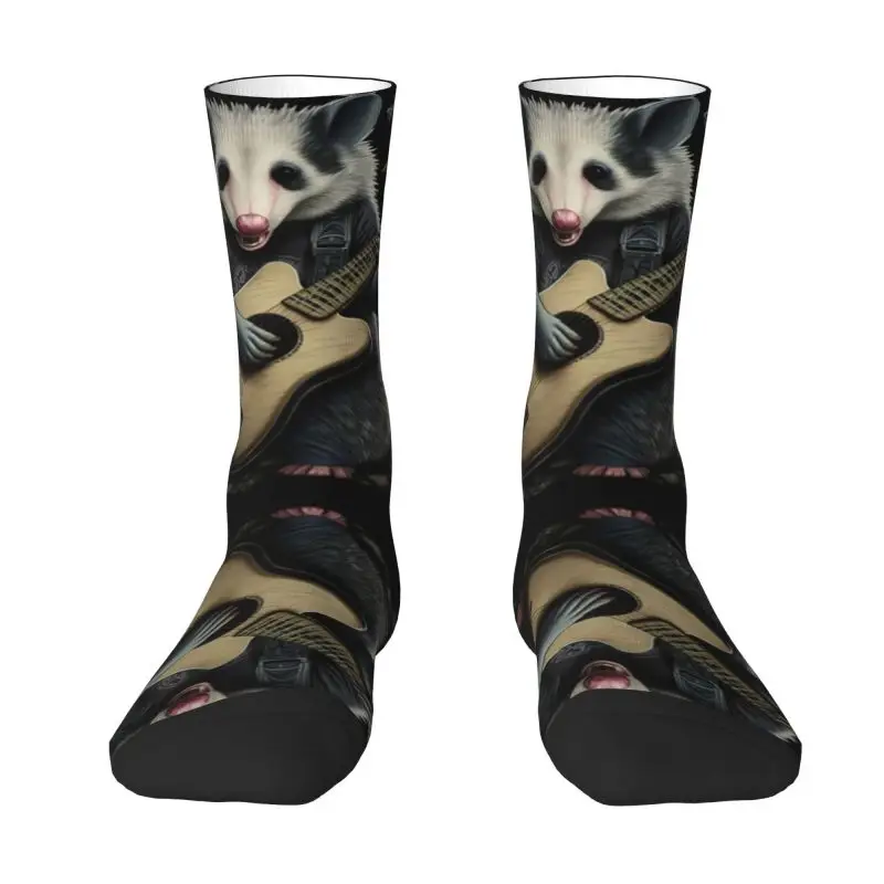 Opossum Live Laugh Love With Guitar Dress Socks Mens Womens Warm Fashion Novelty Crew Socks