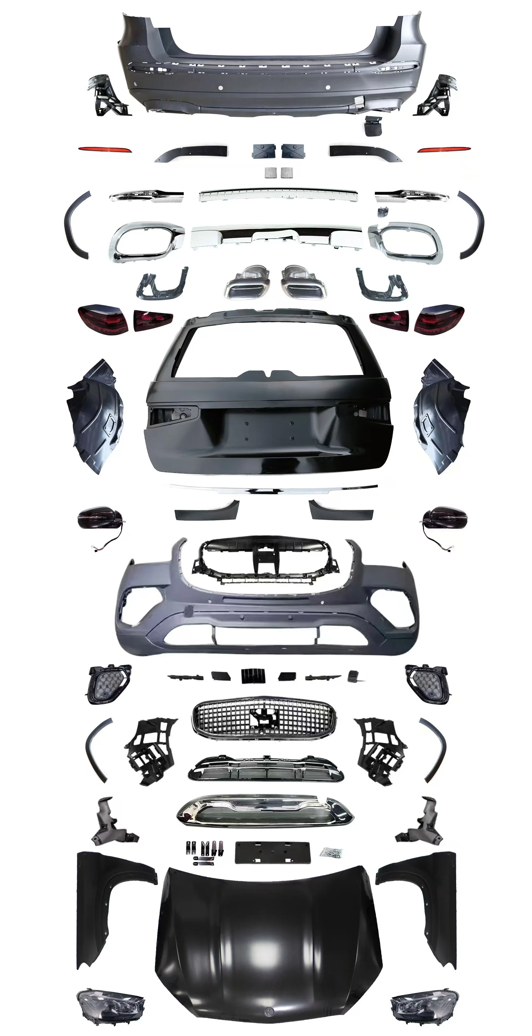 New Arrived BodyKit for Mercedes GL GLS X166 Upgrade to GLS X167 M Style 2024 NON-CUTTING Headlight Plug and Play 100% Fitment