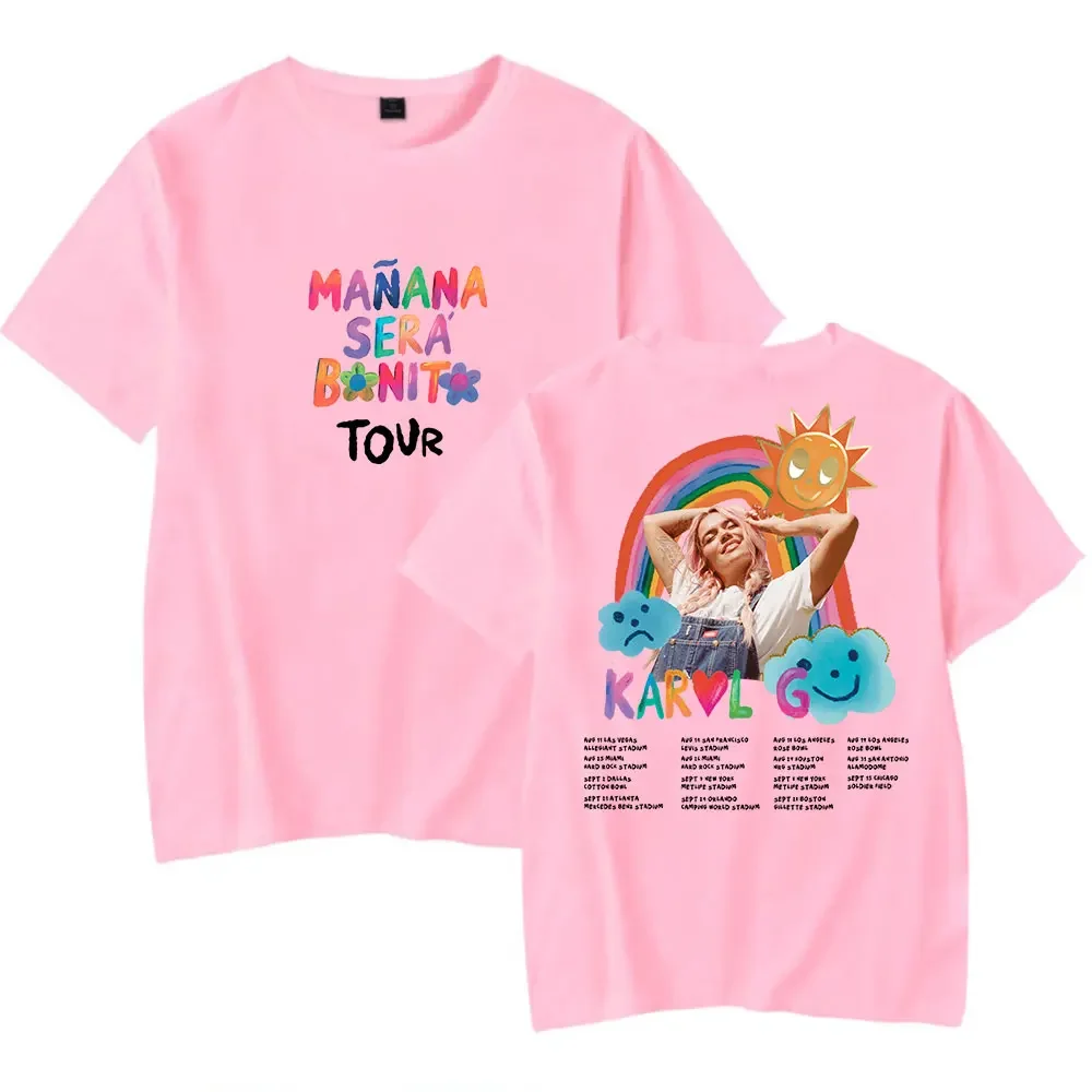 Karol G-تي شيرت كاجوال بأكمام قصيرة ، ألبوم طباعة ميرتش ، جولة Msb ، تي شيرت قوس قزح ، الموضة ، مضحك ، طباعة ميرش #5