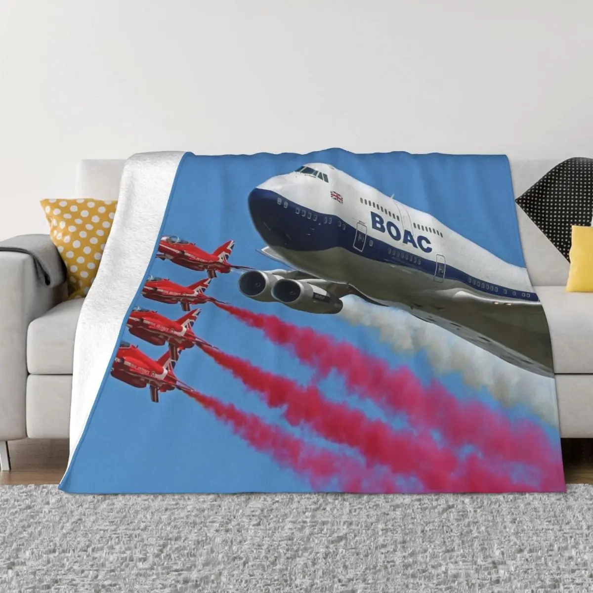 BOAC 747 with The Red Arrows Flypast - 4 Throw Blanket Hair Blanket Softest Blanket