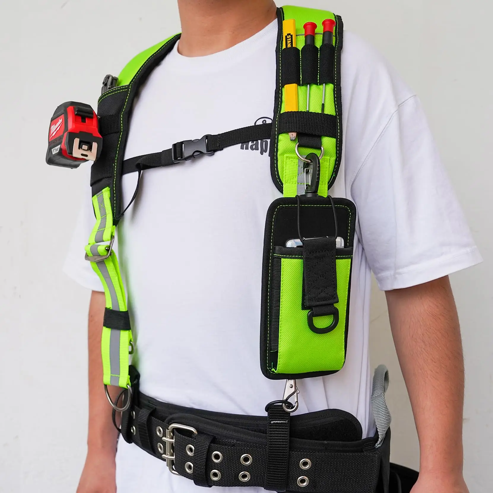 MELOTOUGH Tool Belt Suspenders Work Belt Suspenders for Men Big and Tall Construction Bag Suspenders Padded Work Suspenders