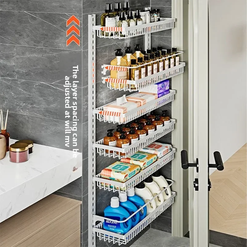 

Multi-functional Multi-layer Adjustable Kitchen Cabinet Wall Condiment Seasoning Rack No Punching Wall Hanging Storage Shelf