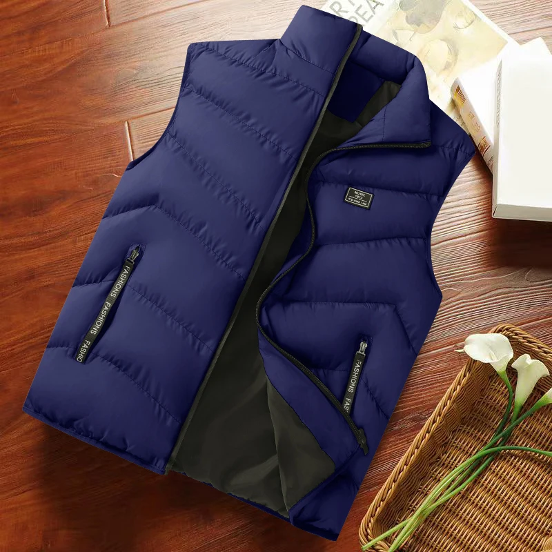 

Plus Size Down Cotton Vest Men's Autumn Winter Coat Vest Youth with Thick and Warm Trendy Korean Vest Yellow High Quality Vests