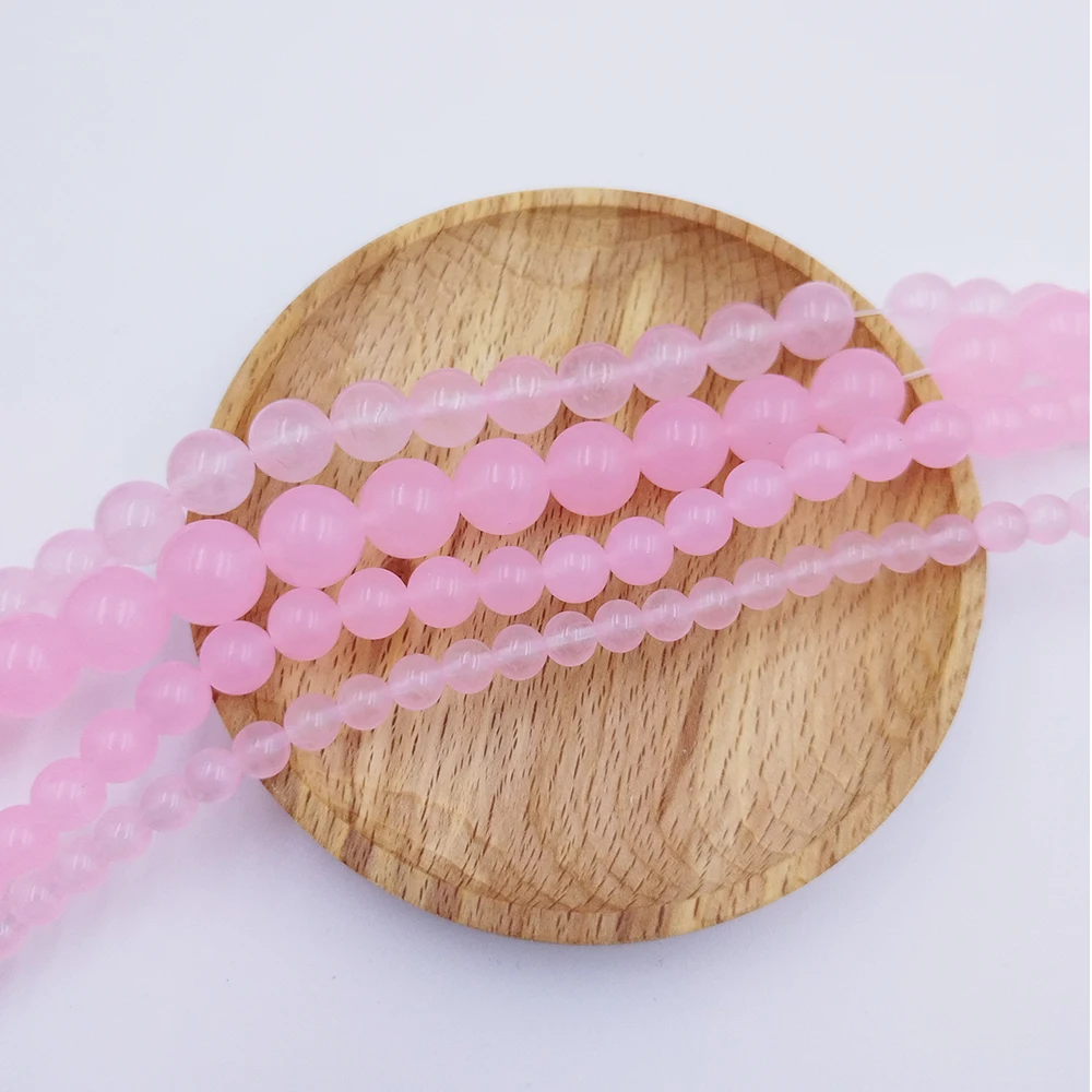 12PCS 6/8/10/12MM Fashion Natural Opal Powder Chalcedony Agate Round Beads Charm Pine Beads DIY Jewelry Making Loose Bead