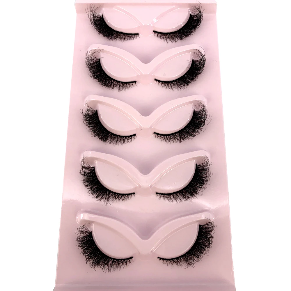 Novos cílios de olho de gato 5 pares 3d falso vison cílios alados fofos falsos cílios macios naturais longos tira completa lash compõem
