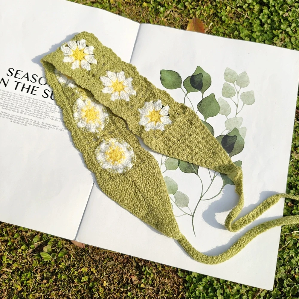 Вязаный крючком тюрбан со шнуровкой для мамы и девочек, винтажная повязка на голову, женская вязаная праздничная повязка на голову с цветочным принтом, аксессуары для волос