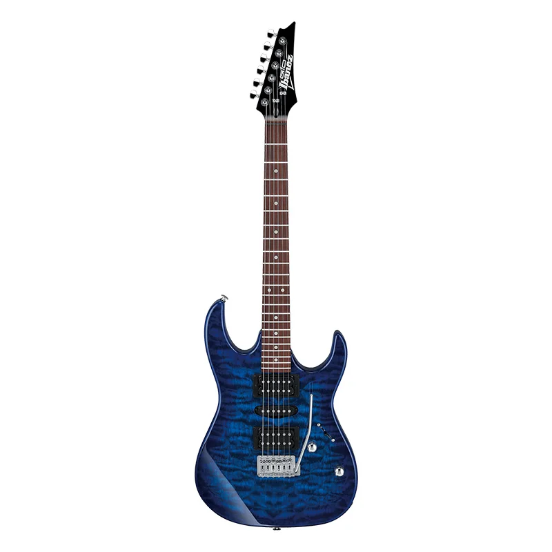 Ibanez GRX 6 senar gitar listrik Solid-Body, kiri, semburan biru transparan, penuh ()) empat warna tersedia