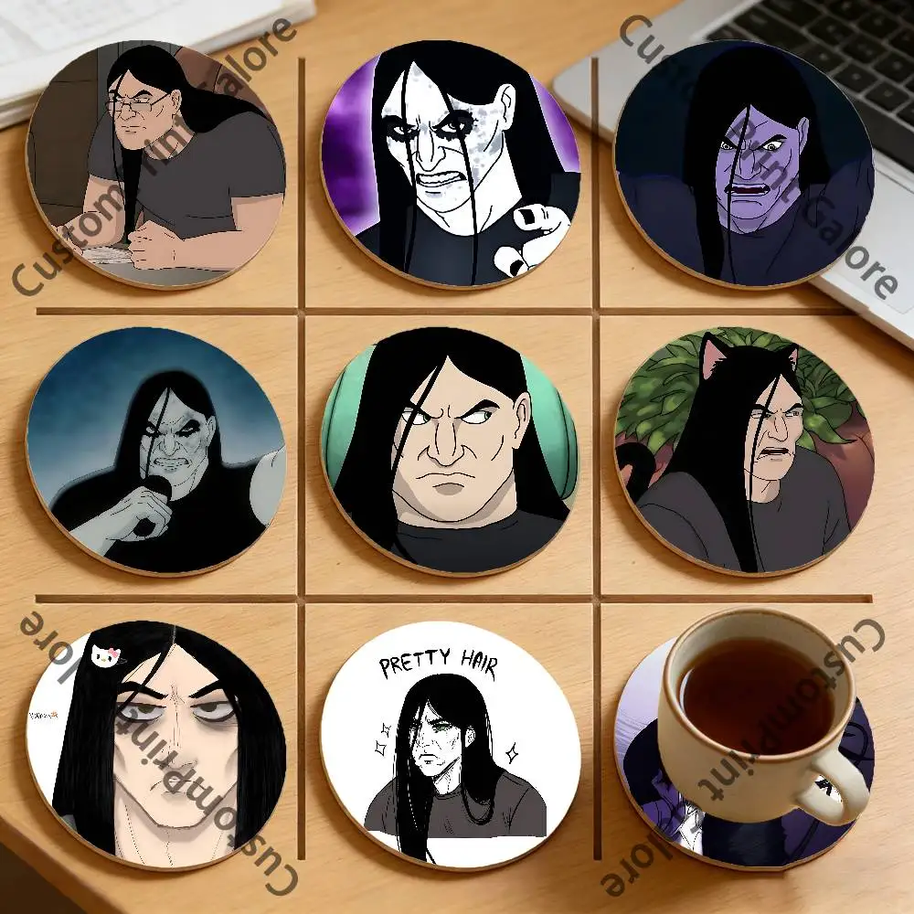 

D-Dethklok N-Nathan Explosion Round Pine Coasters Durable Reusable Beautiful Home Decor Non-Slip Water-Resistant
