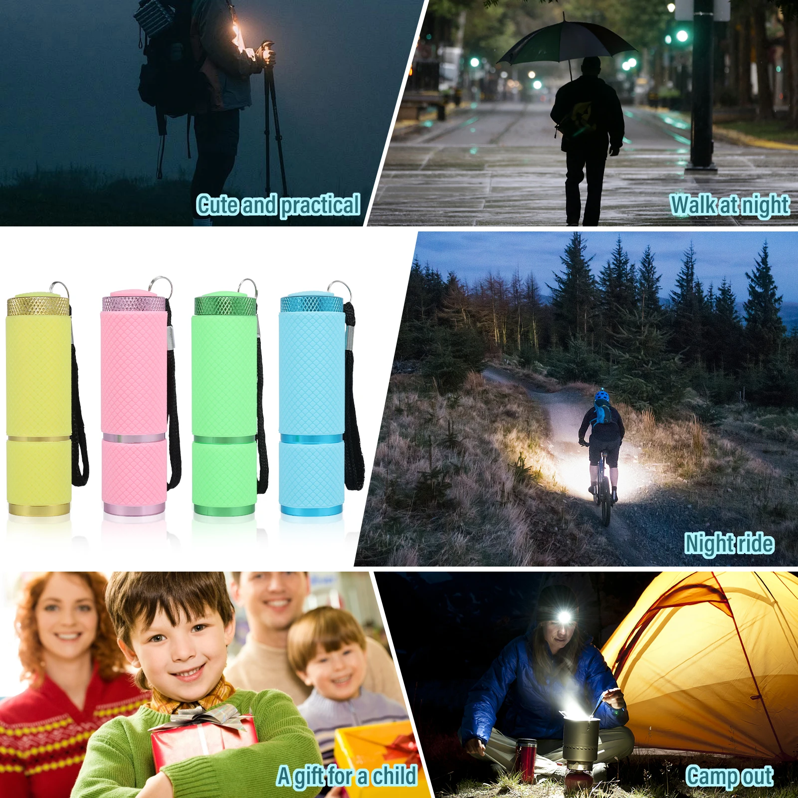 4Pcs Mini LED Flashlight Set Mini Torch with 9 LED Light Bulbs 60 Lumens Bright Small LED Flashlight Waterproof Handheld Torch