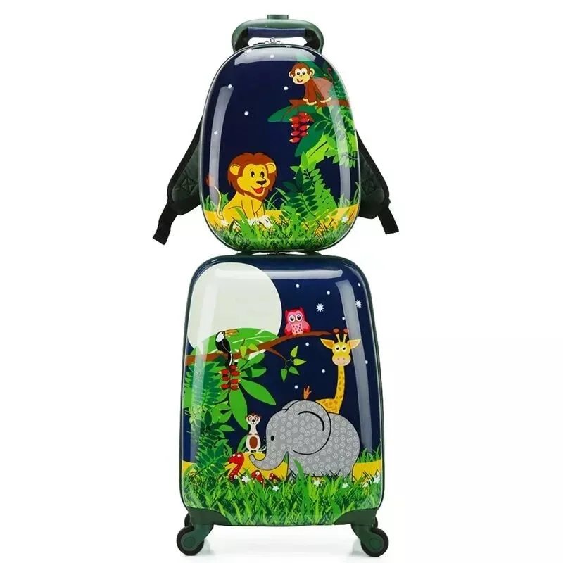 Cartoon trolley koffer mit rucksack set kinder nette 13 zoll tasche jungen mädchen 18 zoll tragen auf roll gepäck reise koffer