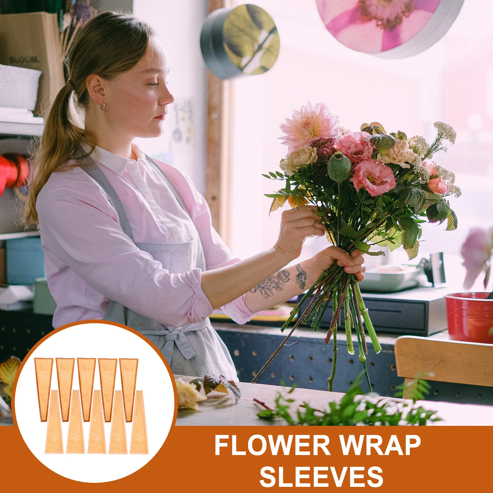 

60 шт., одинарный оберточный рукав для розы, материал для цветочной пленки для защиты небольшого букета, прочный крафт-бумага, цветочный рукав для розы