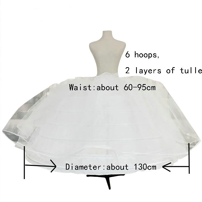 Diameter130 cm 7 Hoops 2 Layers Petticoat Underskirt For Big Ball Gown Wedding Dress  New Bridal Gowns Accessories Crinoline