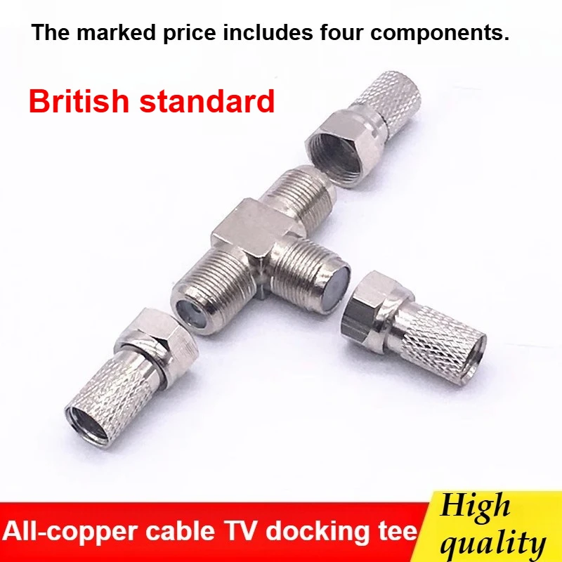 

Self-tightening spiral TV tee connector F head British standard for cable antenna and set-top box