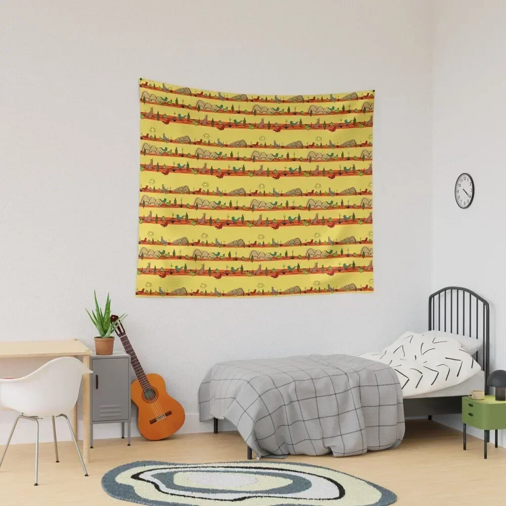 

Desert MidMod - Red on Mustard Yellow Tapestry Cute Decor Nordic Home Decor Room Decor For Girls Tapestry