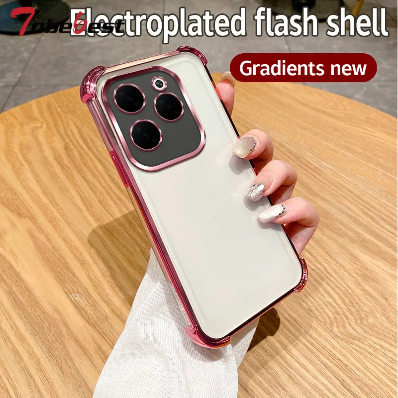 Glitter Shockproof Gradient Plating Silicone Case For INFINIX Hot 40 30 10S 9 Play 30i Pro 4G Transparent Back Cover