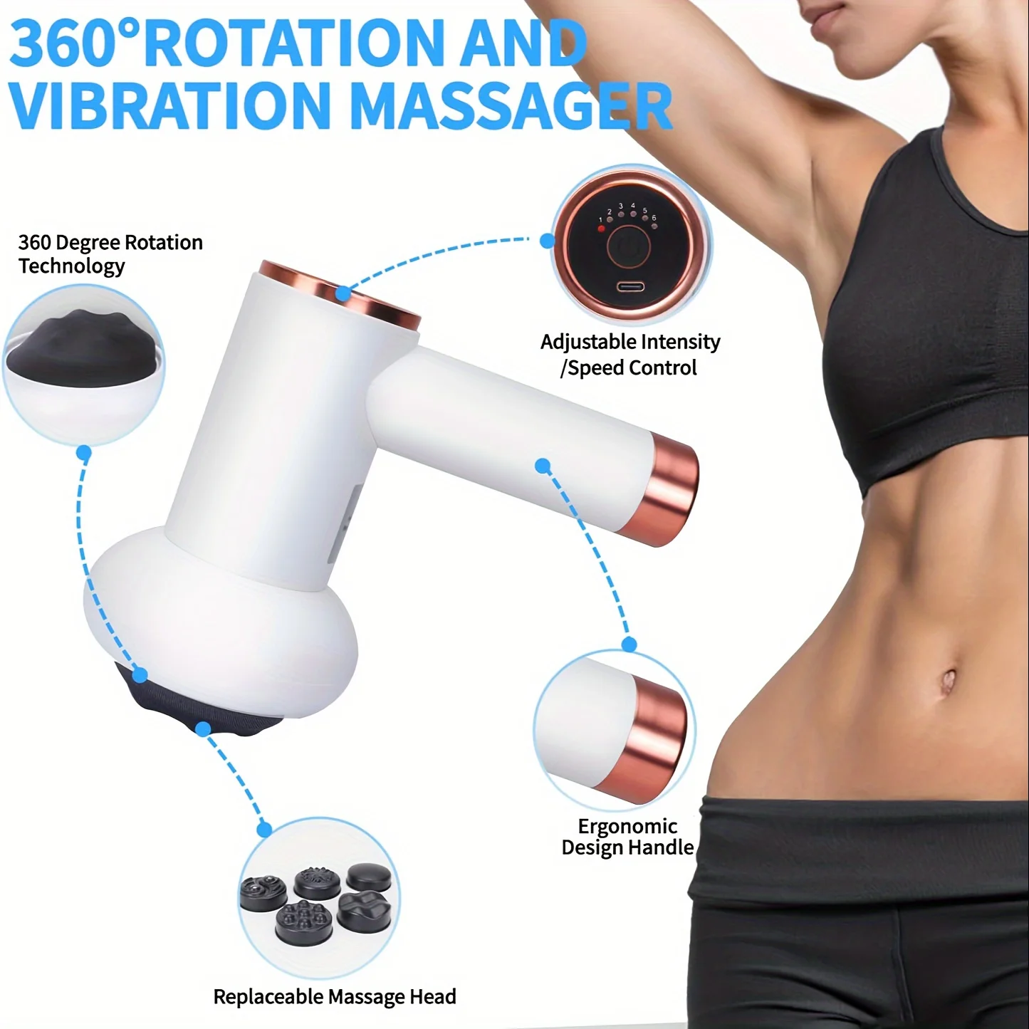 Body Massager, Home Massage Stick With 5 Massage Heads, Convenient Fat Pusher, Wireless Charging, Handheld Whole Body Kneading