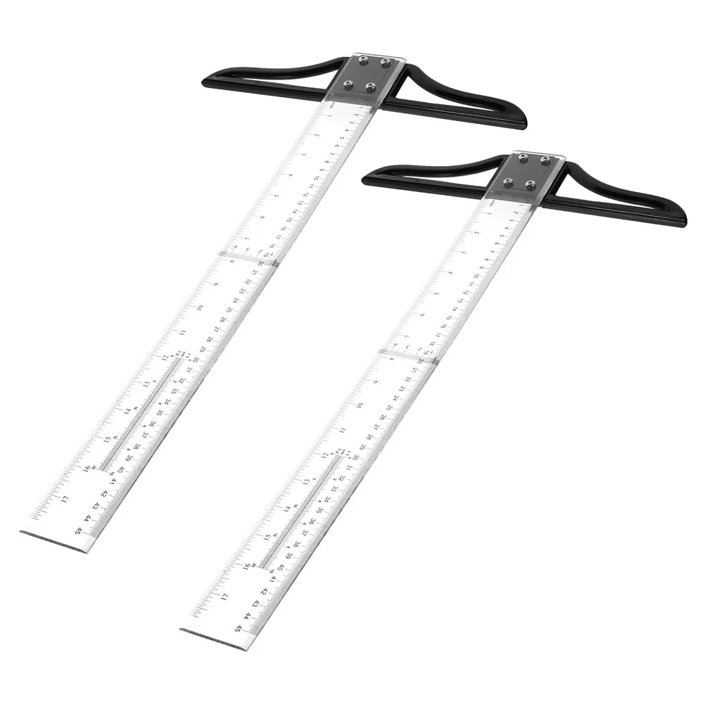 

Woodworking Measuring Tool 2 Pcs Ruler with Edge Guide for Precision Marking Sewing DIY Student Projects Clear Ruler
