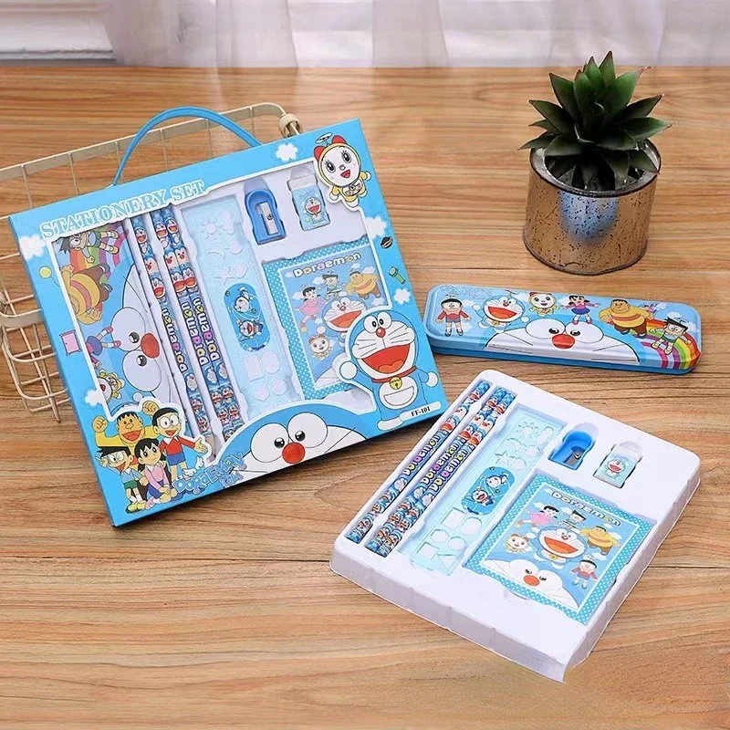 Anime Doraemon Stationery Set Primary School Children Learning Gift Box Opening Birthday Gift Eraser Notebook Student Supplies