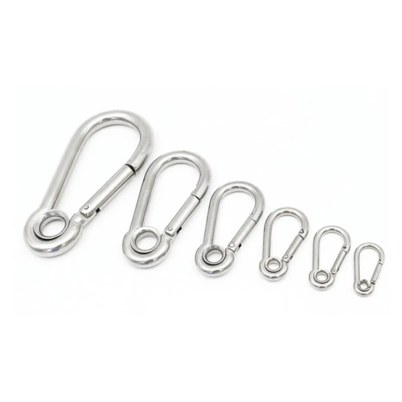 1Pc Carabiner Hook with Eyelet Spring Buckle Clasp Key Chain 304SS M4 M5 M6 M7 M8 M9 M10