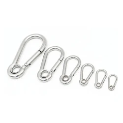 1Pc Carabiner Hook with Eyelet Spring Buckle Clasp Key Chain 304SS M4 M5 M6 M7 M8 M9 M10