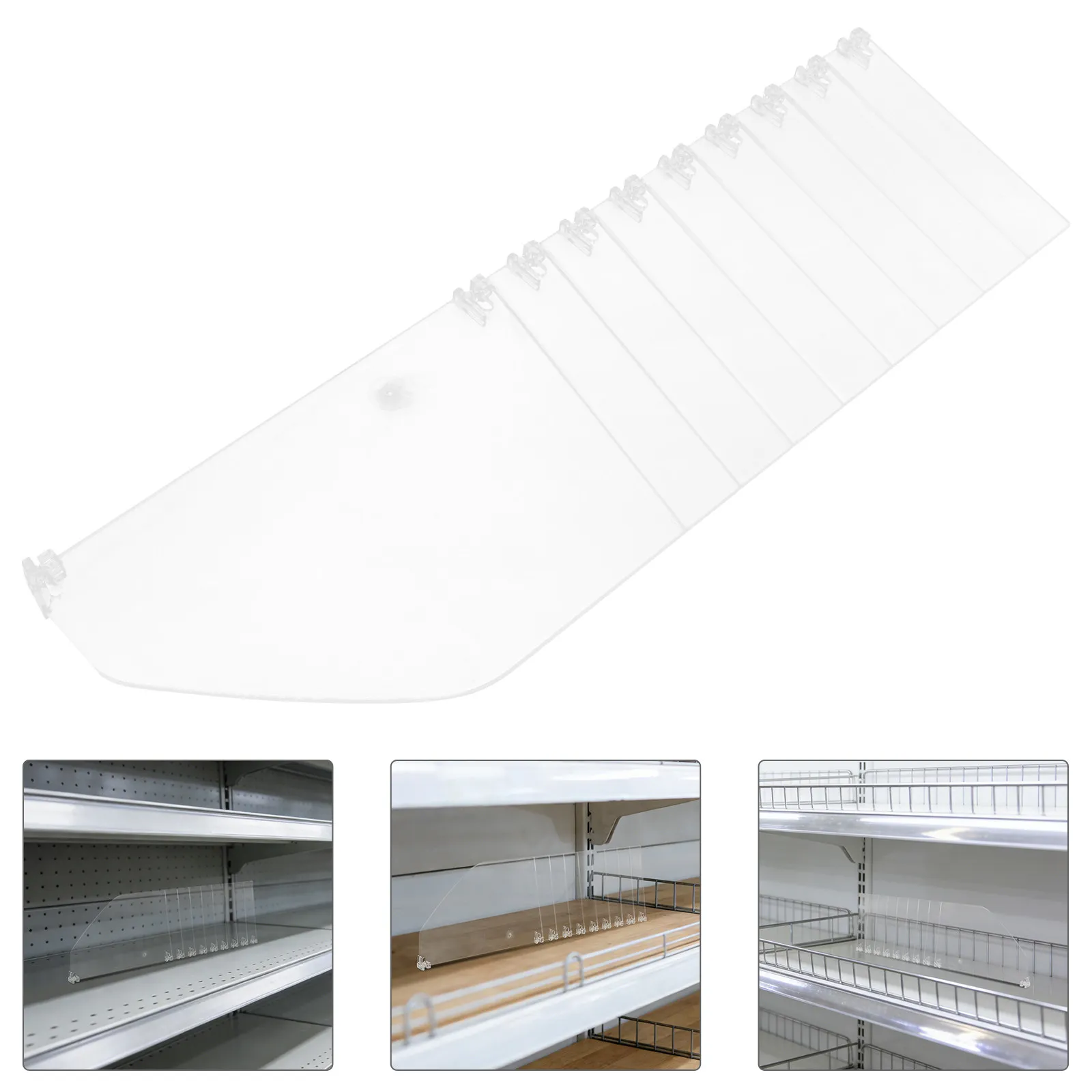 4Pcs Clear Supermarket Shelf Divider 4.7x15 Inch Removable Transparent PVC Shelf Organizers for Retail Stores Snacks Drinks