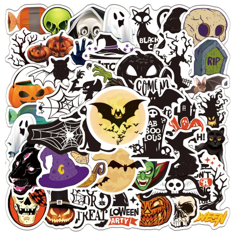 

10/30/50pcs Halloween Cartoon Graffiti Stickers Manga Waterproof Scrapbook Travel Suitcase Phone Laptop Decal Decor Stickers