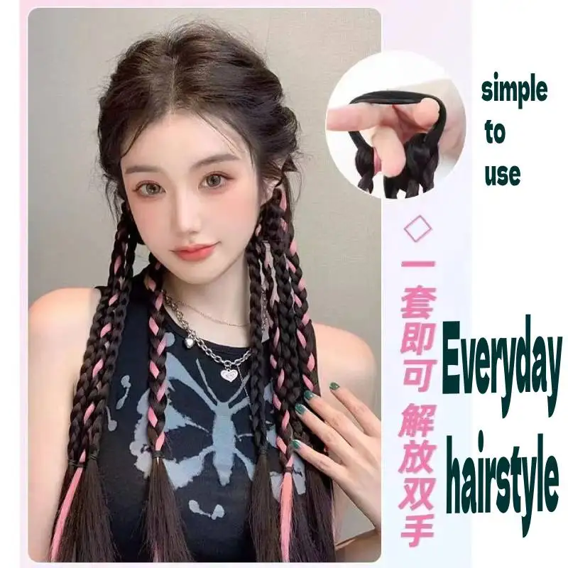 Colorful hair accessory   Easy wear  women braided hair  Red  Ice blue White tea gary Sakura pink hair for cosplay party