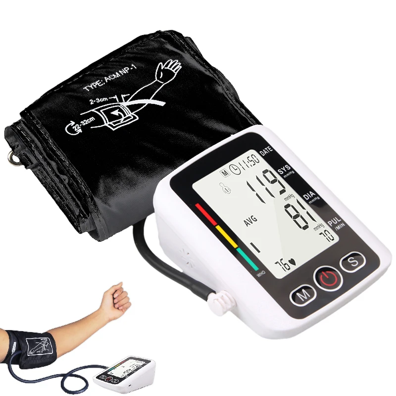 Arm Blood Pressure Monitor Pressure Sensor Monitor BP Equipment Automatic Tonometer Digital Tensiometer LED Display Arm Cuff