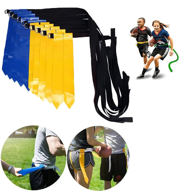 American Football Match Training Buckle Belt Adjustable Rugby Flag Tag Waist Strap Set With Soccer Training Cones Disc Equipment