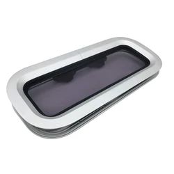 ISURE MARINE Aluminium alloy ship window porthole Rectangular hatch porthole with 449mm*191mm tempered glass Marine fittings