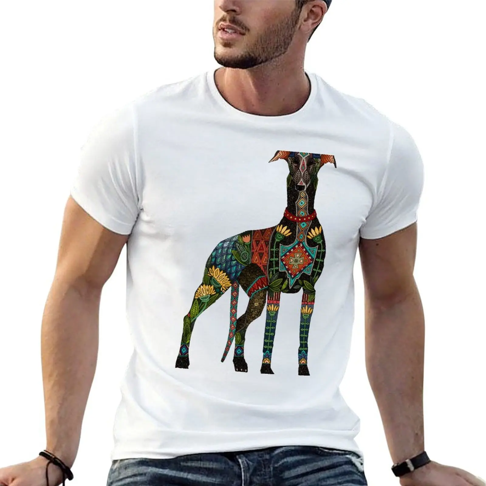 Camiseta grishound azul celeste, camiseta gráfica de diseñador para hombre, camiseta