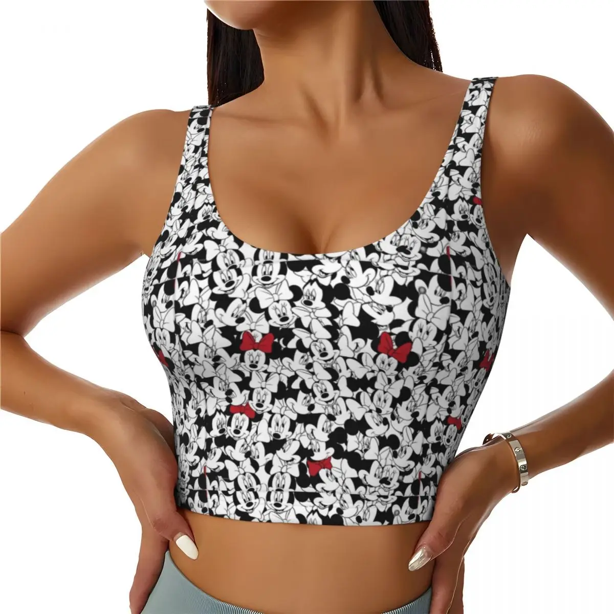 

Custom Women Fashion Minnie Mouse Workout Yoga Shirts Sleeveless Gym Running Tank Tops