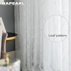NAPEARL White Embroidered Voile Curtains For Bedroom Window Curtain For Living Room Sheer Curtains Blinds Custom Made Drapes
