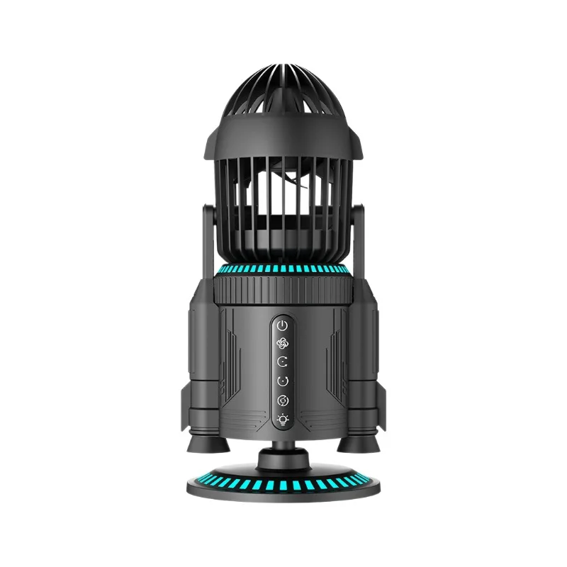

Small and medium-sized rocket fan Office desktop dual-drive spray system RGB colorful silent fan