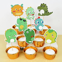 7/11pcs Cartoon Dinosaur Theme Cake Insert Happy Birthday Cake Insert Card Children Birthday Party Cake Decoration Supplies