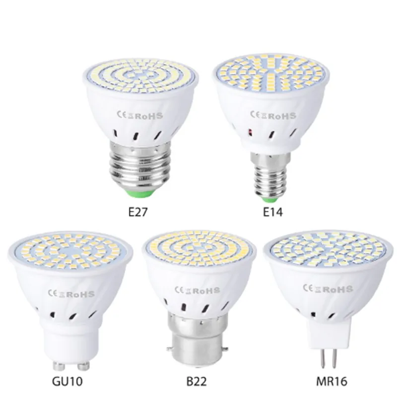 Pop Spotlight E27 LED Lamp GU10 Bulb 5W 7W 9W 12W 15WAmpoule 220V E14 Home Bombillas SMD2835 B22 MR16 230V 48 60 80 126 200leds