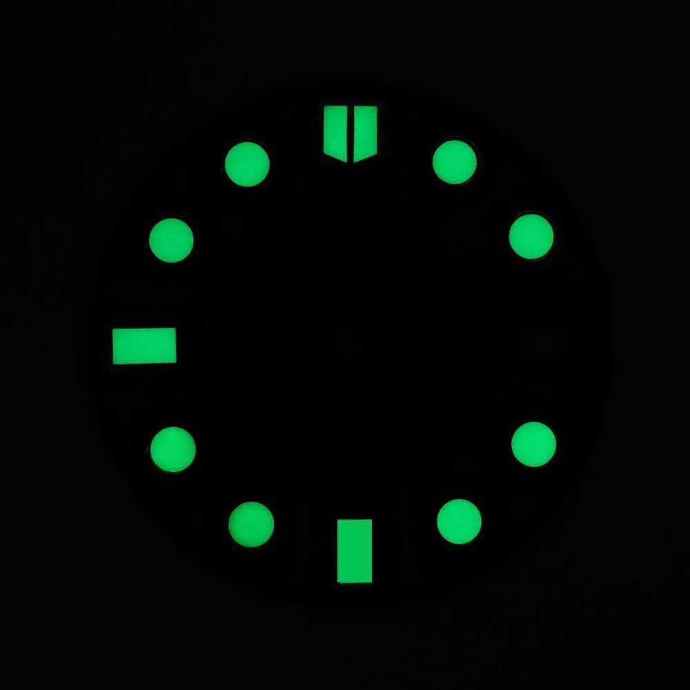 28.5MM Single Calendar Watch Black/Red Dial Green Luminous Dial for NH35/NH36 Movement Accessories Watch Parts For Wristwatches
