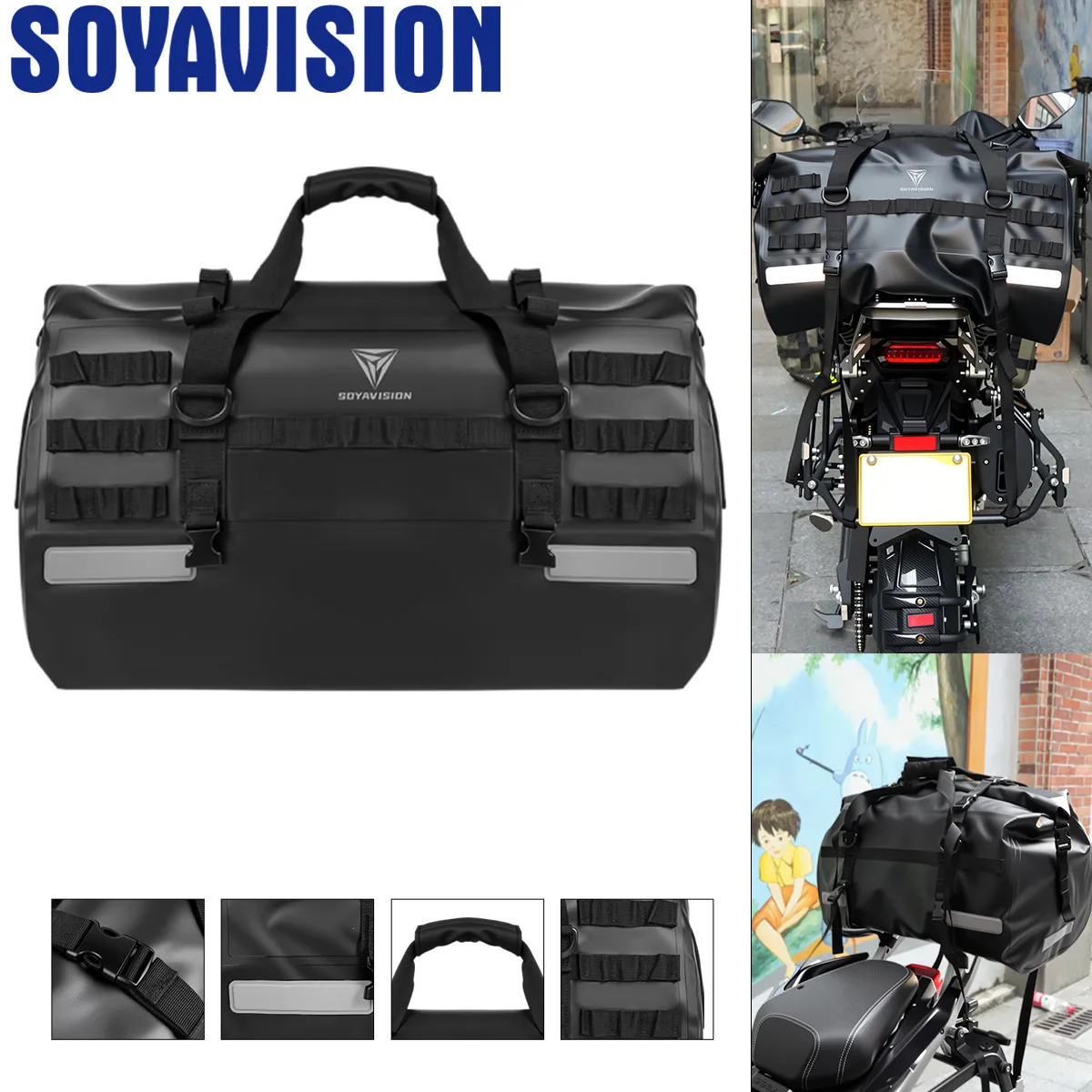

Универсальная мотоциклетная сумка на хвост, 50 л, сумка для шлема на заднее сиденье, водонепроницаемая дорожная сумка для багажа, сухая сумка для туристических приключений, кемпинга на открытом воздухе