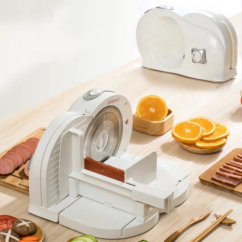 Электрическая мясорубка для резки говядины, баранины, рулетов, машина для овощного хлеба, съемный нож из нержавеющей стали, регулируемая толщина