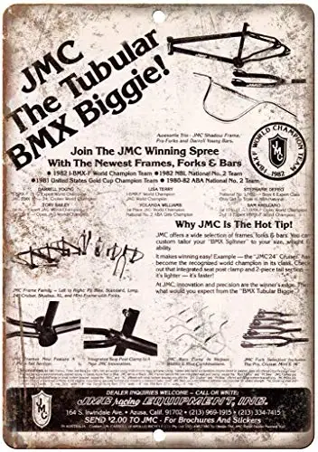 Metal Retro Wall Decor Unique Art Sign J-M-C B-M-X Racing Fraes Forks Bars,Vintage Look Reproduction Metal Sign